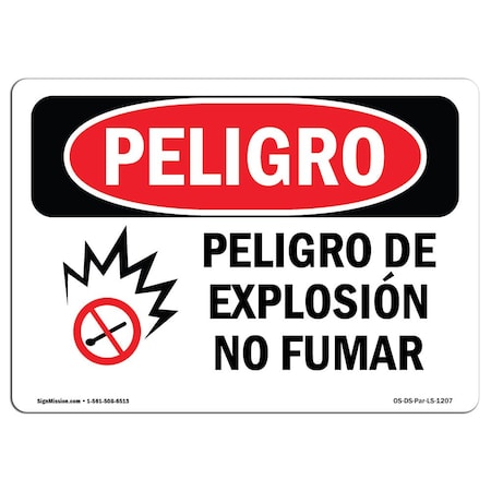 SIGNMISSION OSHA Danger, Explosion Hazard No Smoking Spanish, 5in X 3.5in Decal, 10PK, OS-DS-D-35-LS-1207-10PK OS-DS-D-35-LS-1207-10PK